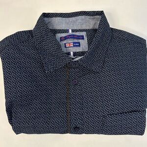 English Laundry men’s long sleeve dress shirt size XL navy blue w/ black detail